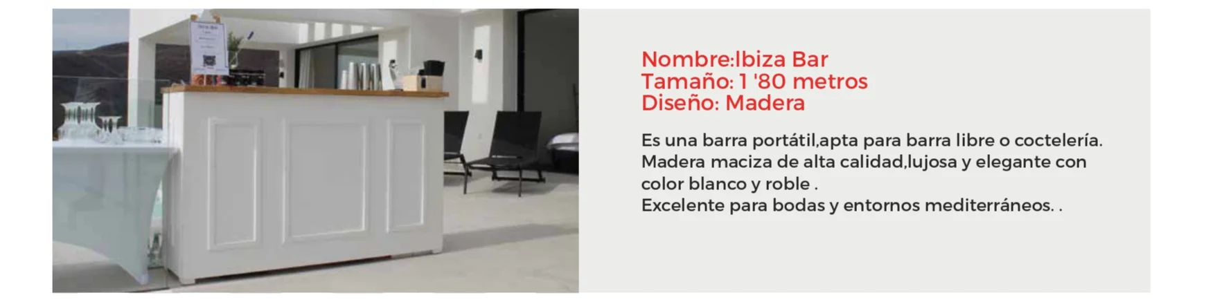 Barra de cócteles estilo Ibiza