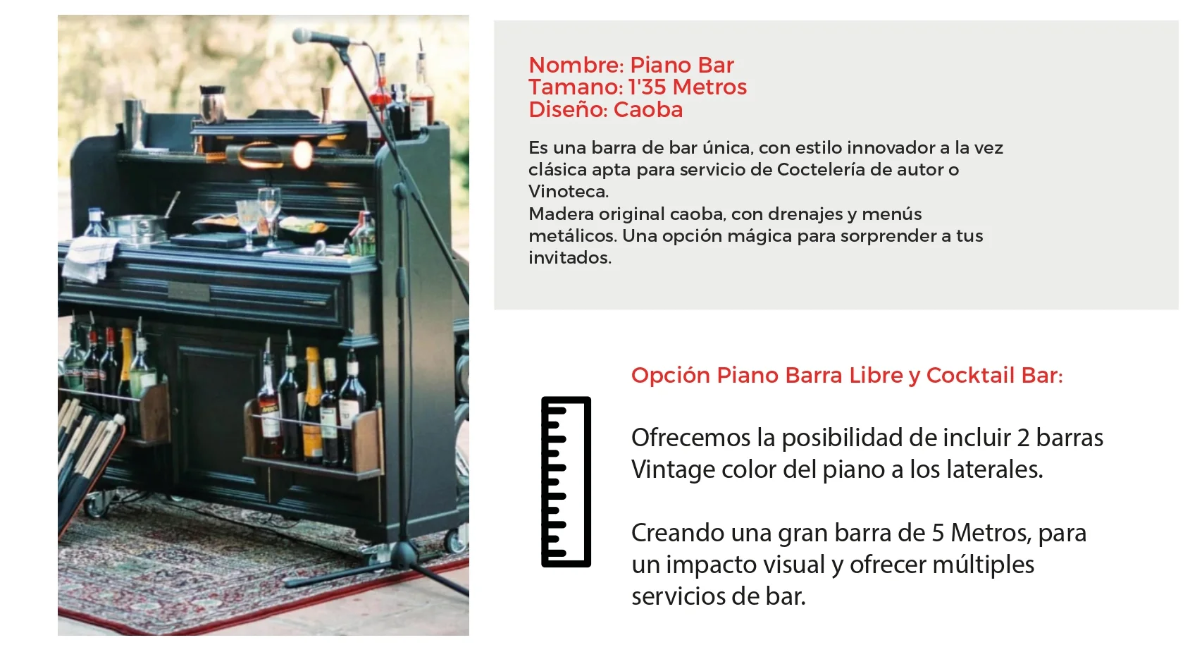 Barra de cócteles Piano